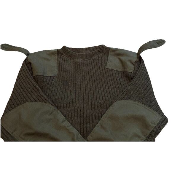 DSCP Sweater Valor Collection Military 38 Green Wool Pullover Elbow Patches - Picture 6 of 6